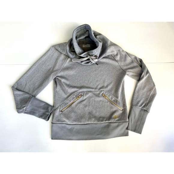 Under Armour Womens Gray Size Small Cowl Neck Semi Fitted Hooded Sweatshirt Gold - Picture 1 of 8